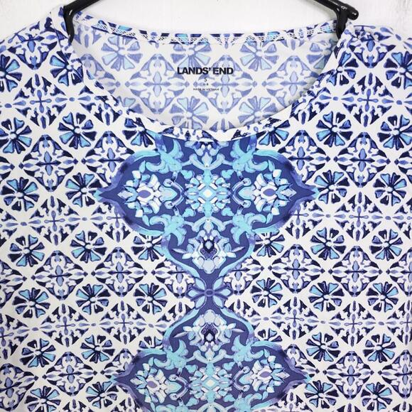 Lands End Top Womens Small Long Sleeve Stretchy Flower All OVer Maximalist Print - Picture 3 of 8